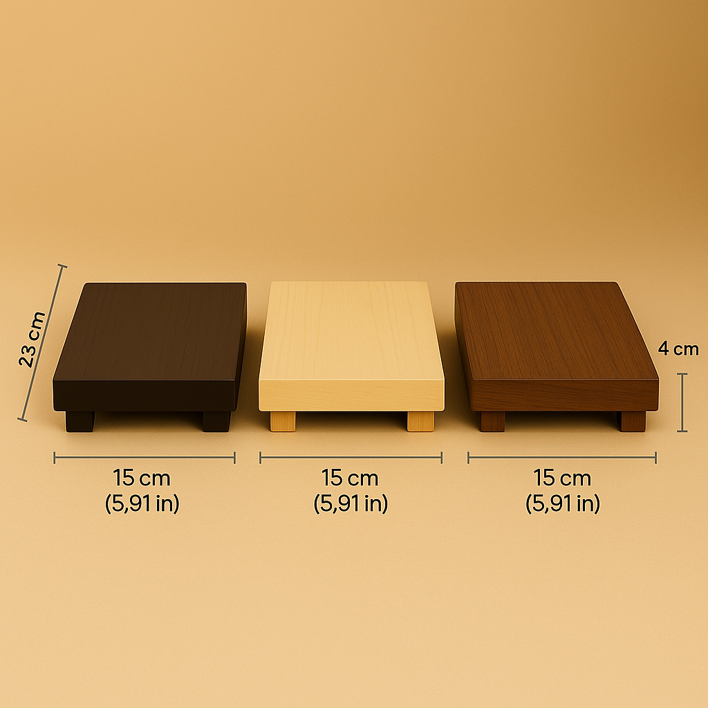 Image showing the measurements of the lance wooden Tray with all three different colors