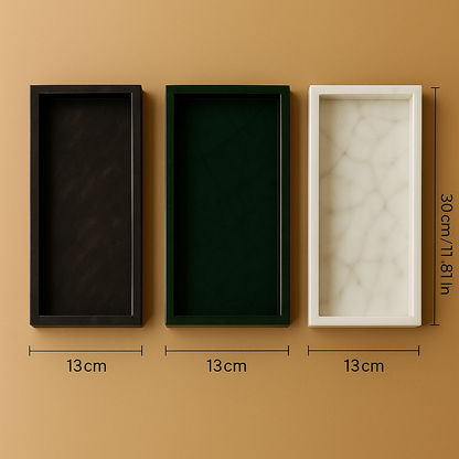 black, green and white marble tray in an measure image 